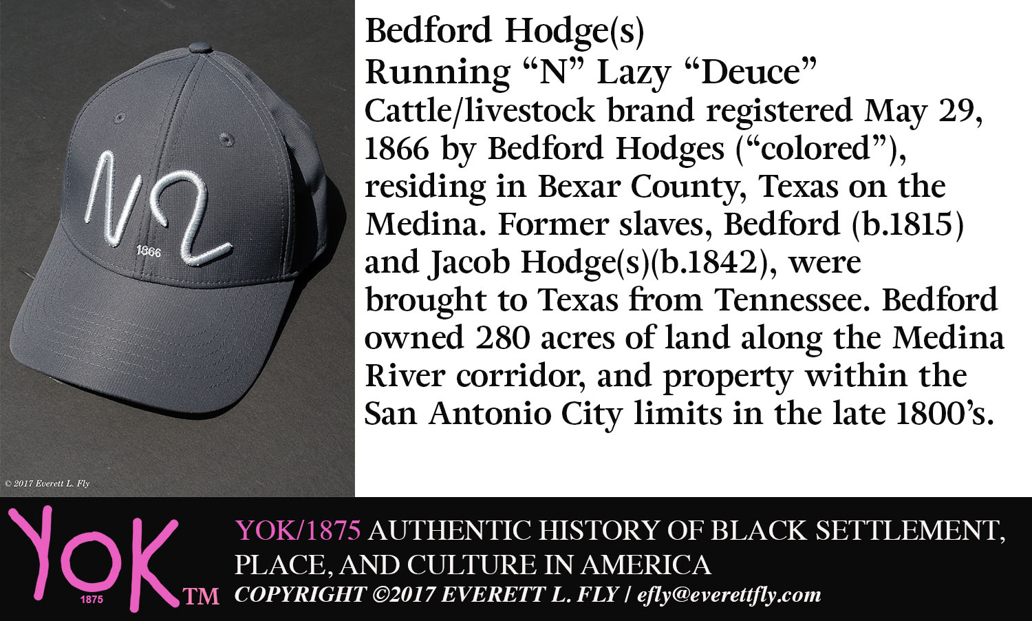 Bedford Hodges commemorative brand cap/copyright-TM 2018 Everett L. Fly